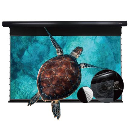 VIVIDSTORM PRO P Slimline Motorised Drop Down Projector Screen for UST Laser Projectors with Acoustic Transparency