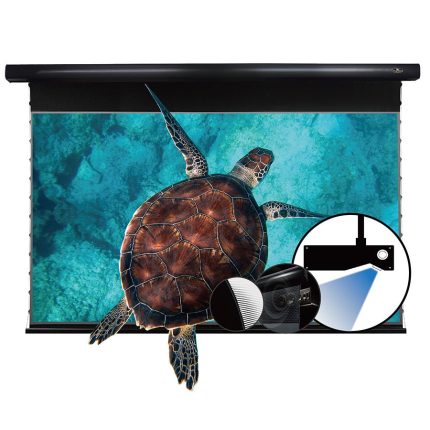 VIVIDSTORM PRO PA Slimline Motorised Drop Down Projector Screen for Ceiling Mounted UST Laser Projectors with Acoustic Transparency